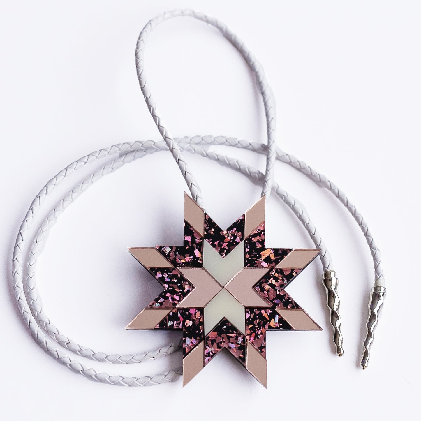 Star Blankets Bolo Tie // Rose Gold Mirror, Rose Gold Sparkle and Ivory